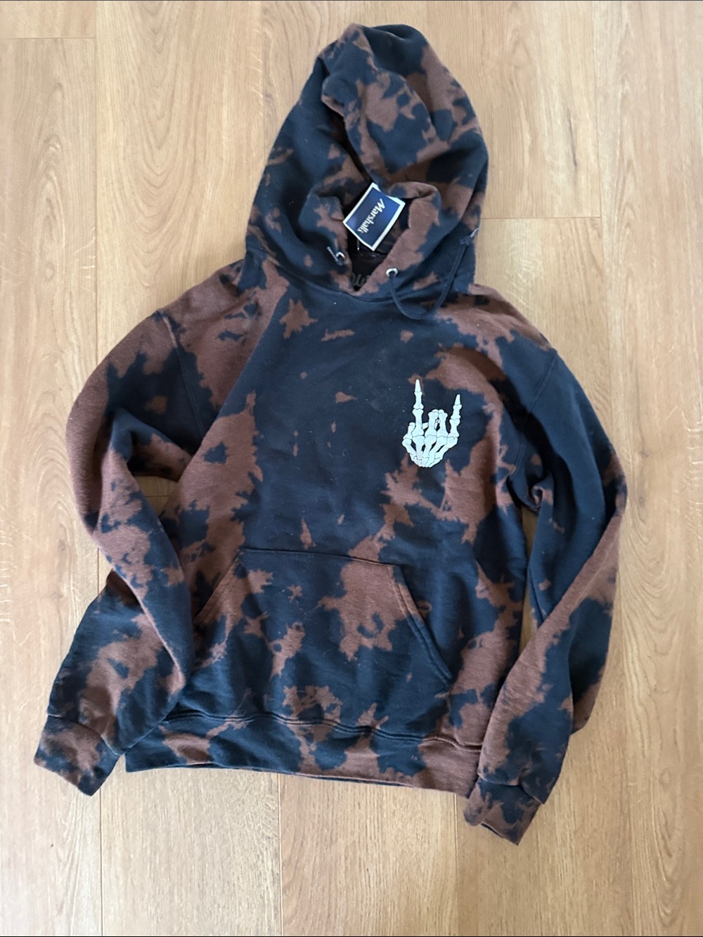 Tie-Dye Black & Brown Skeleton Hoodie